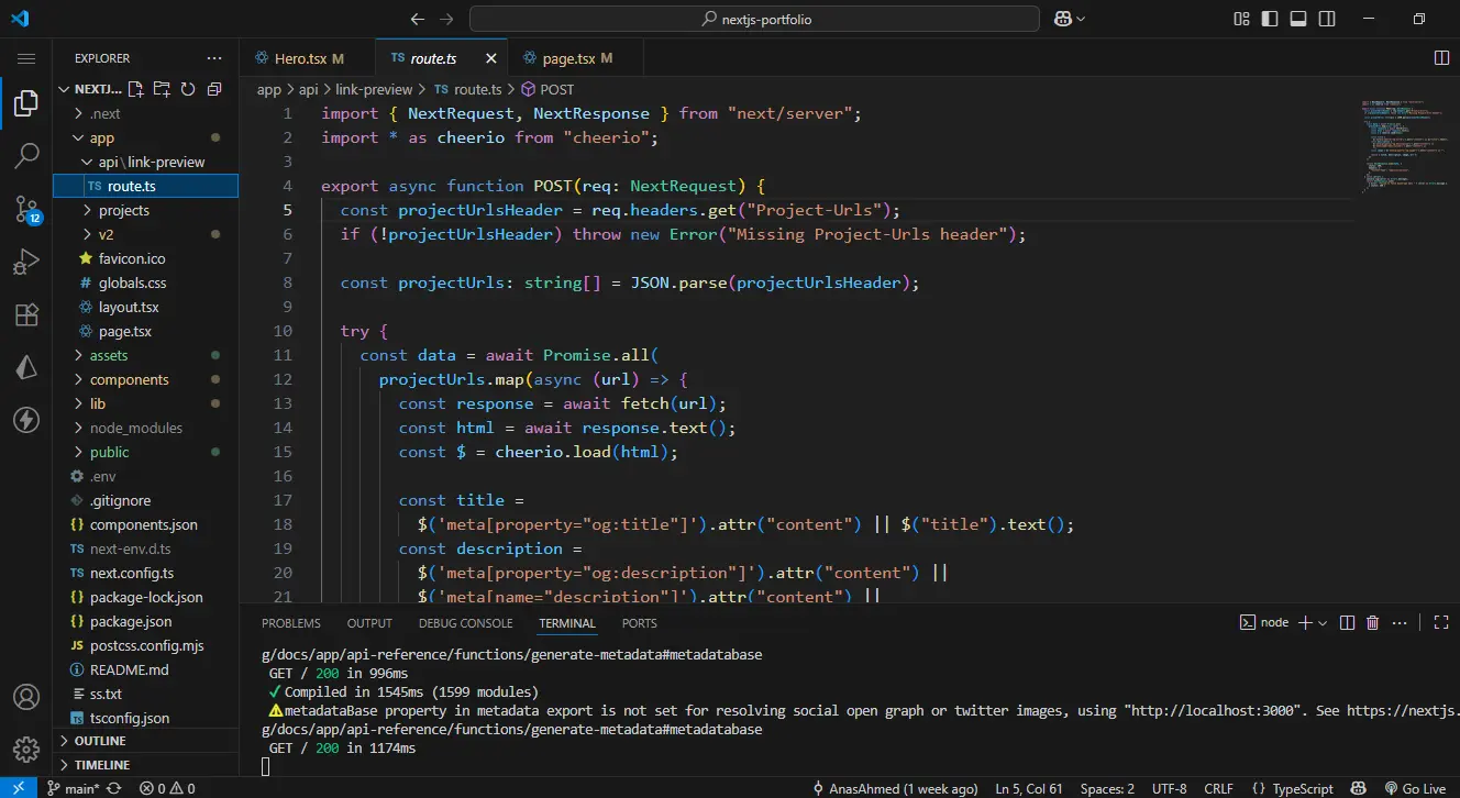 Landing page preview